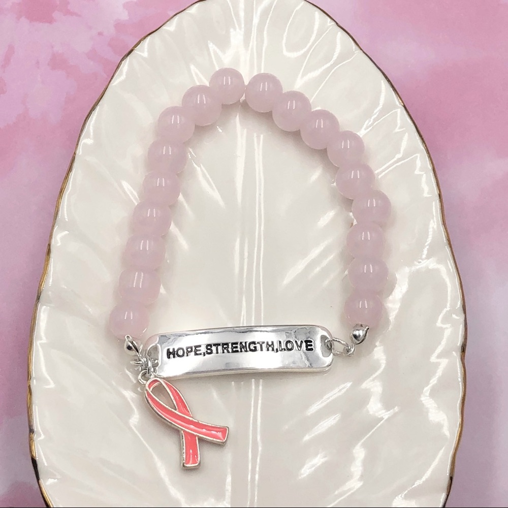 Hope Strength Love Cancer Pink Ribbon Bracelet Breast Cancer Breast Cancer Pink